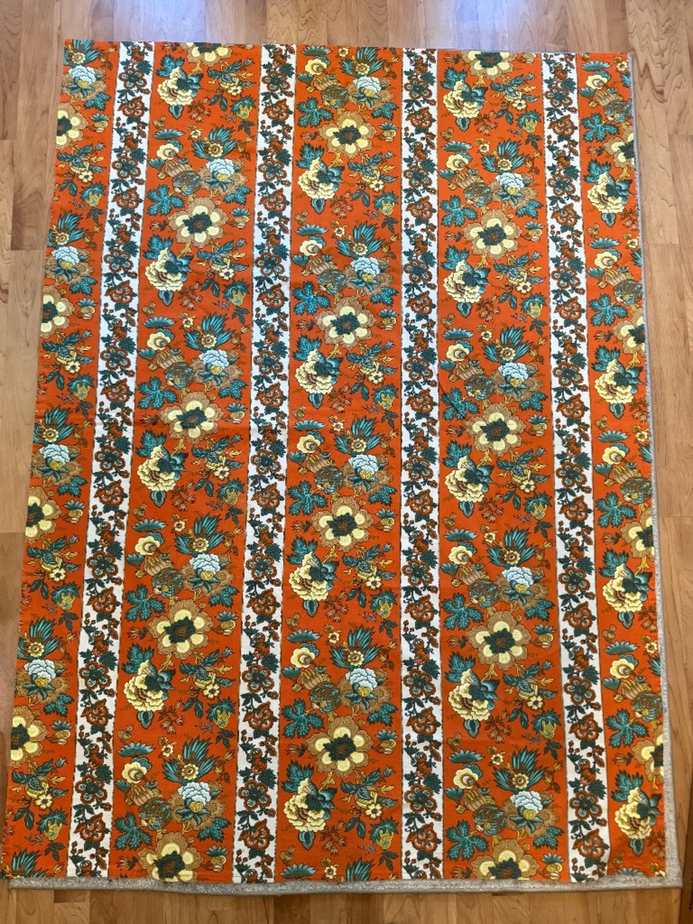 Vintage Mid-Century Waverly Fredericksburg Fabric Floral Stripe Cotton Textile
